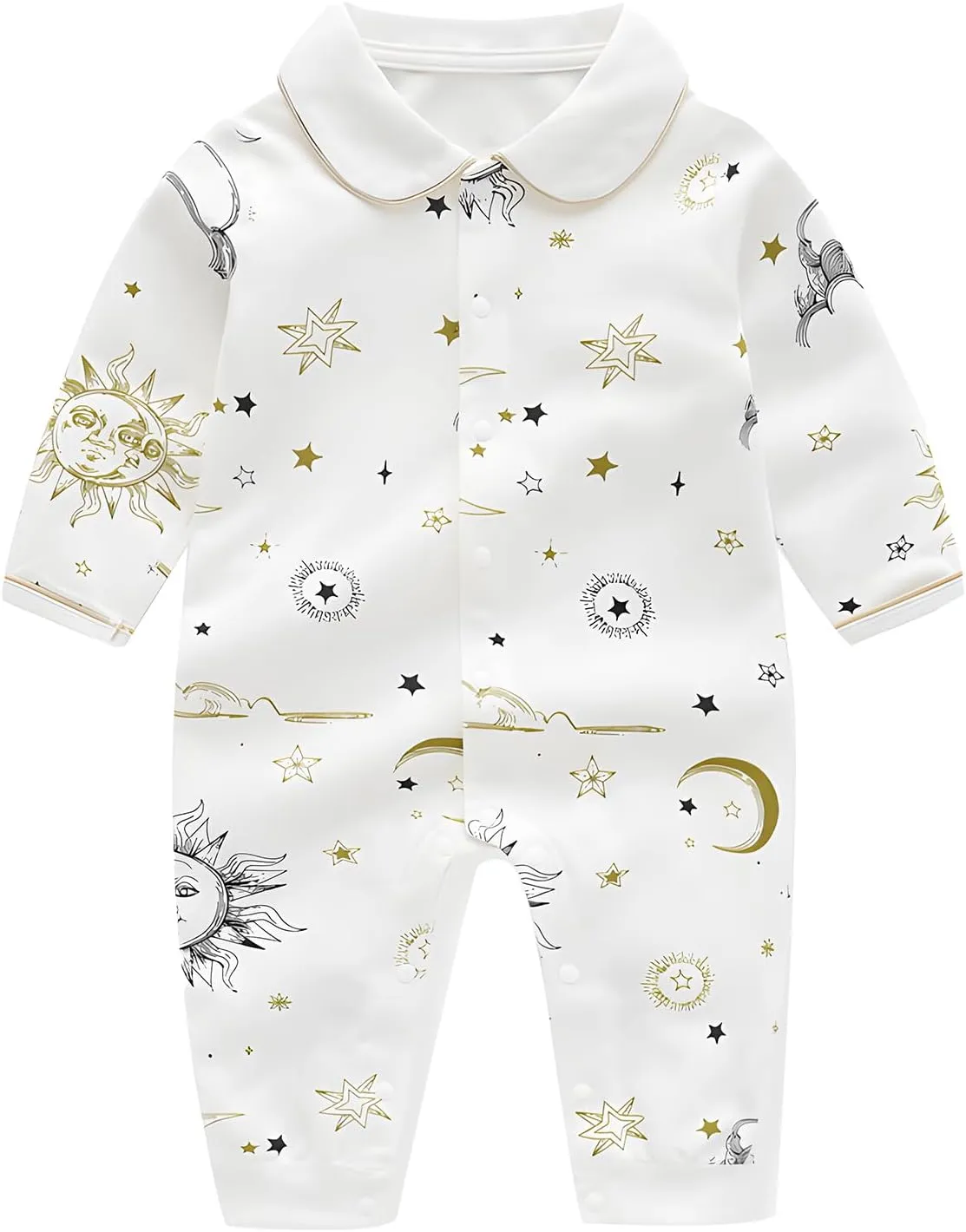 100% Organic Cotton Soft Baby Romper Jumpsuits for Boys and Girls Unisex, Long Sleeve, 0-24 Months