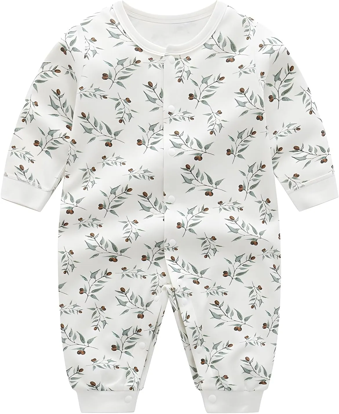 100% Organic Cotton Soft Baby Romper Jumpsuits for Boys and Girls Unisex, Long Sleeve, 0-24 Months