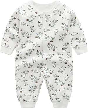100% Organic Cotton Soft Baby Romper Jumpsuits for Boys and Girls Unisex, Long Sleeve, 0-24 Months