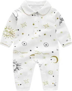 100% Organic Cotton Soft Baby Romper Jumpsuits for Boys and Girls Unisex, Long Sleeve, 0-24 Months