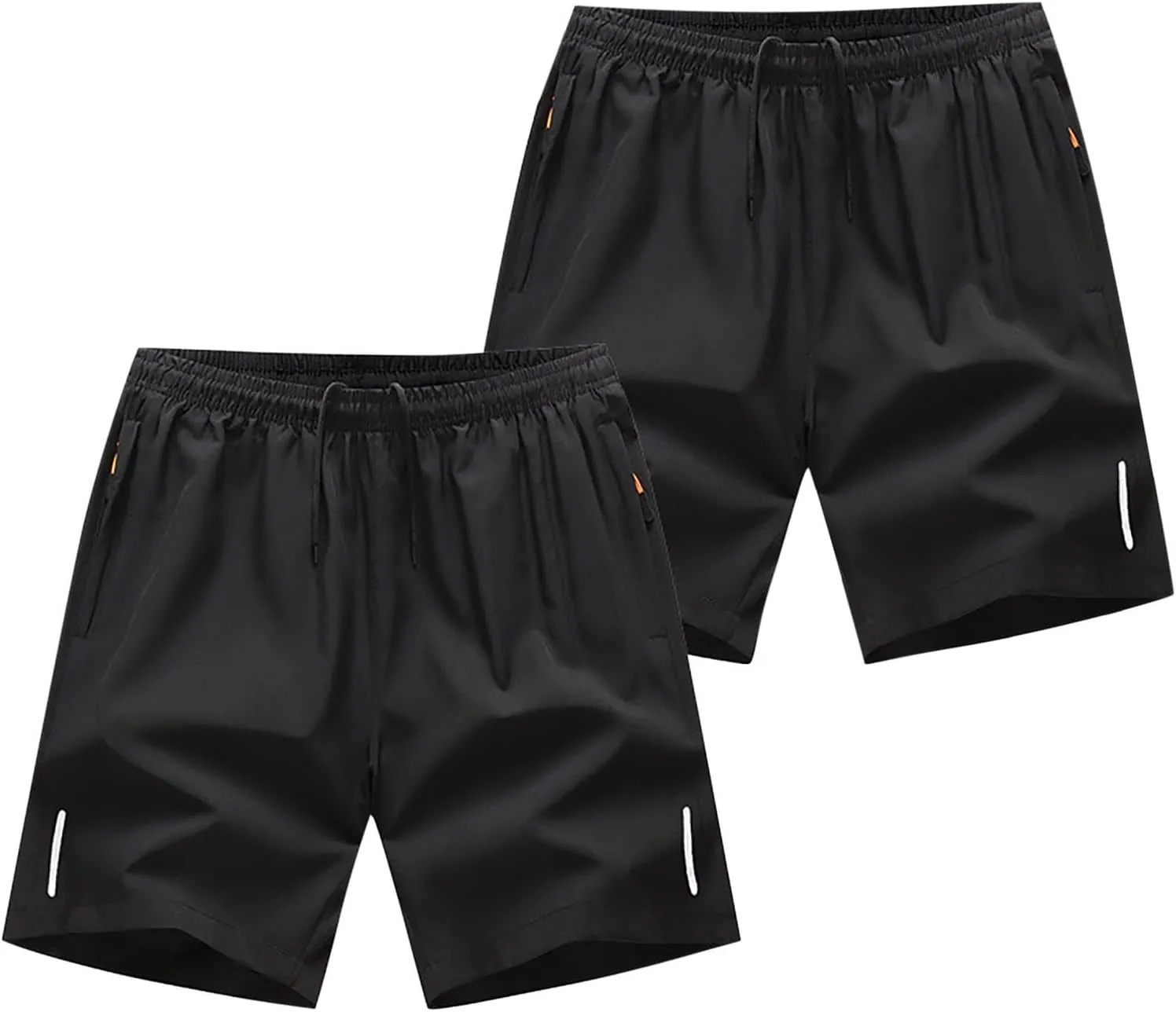 2 Pack Sports Shorts for Men Quick Dry Workout Gym Short Pants Elastic Waist Athletic Running Trousers