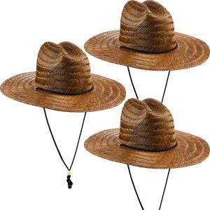 3 Pcs Men's Classic Straw Hat Summer Sun Beach Hat Wide Brim Sun Outdoor Hats for Men and Women
