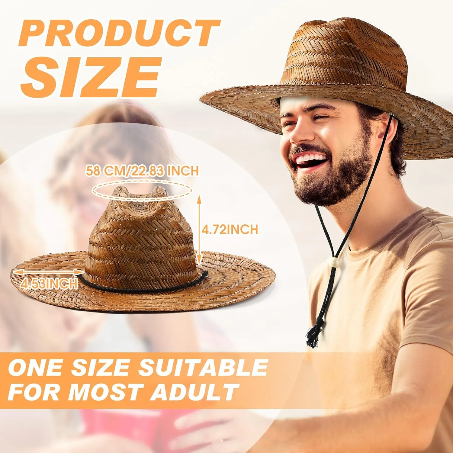3 Pcs Men's Classic Straw Hat Summer Sun Beach Hat Wide Brim Sun Outdoor Hats for Men and Women