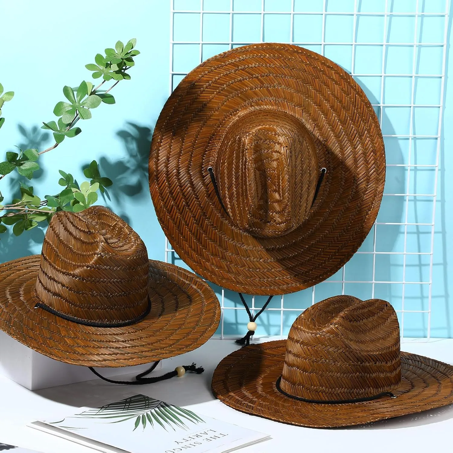 3 Pcs Men's Classic Straw Hat Summer Sun Beach Hat Wide Brim Sun Outdoor Hats for Men and Women