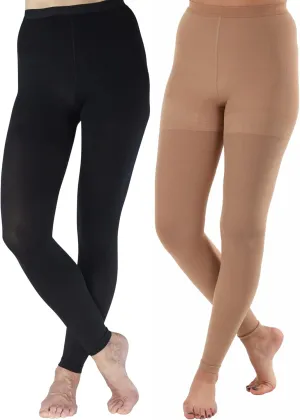 (6 Pairs) Compression Leggings 20-30mmHg for Women Circulation - Footless Compression Support Tights - High Waist Pantyhose Stockings for Ladies - Beige & Black, Medium