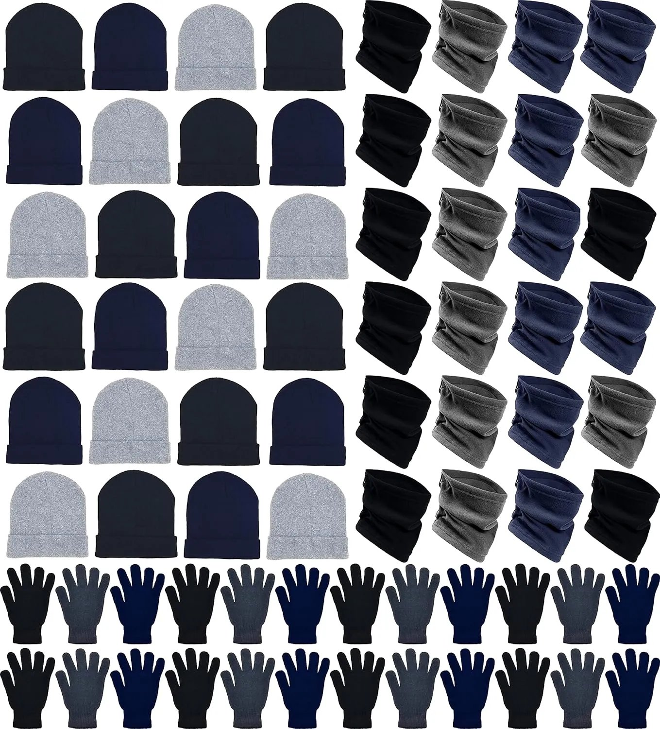72x Winter Gloves, Beanies, Neck Warmers Unisex Bulk Pack Donation Charity Care Bundle
