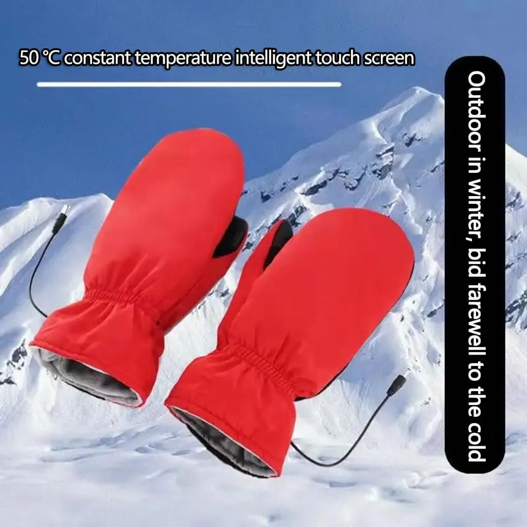 AAMNA USB Heated Waterproof Gloves, Winter Supplies Rechargeable Heating Touchscreen Cycling Hiking Skiing Gloves, Men Women Winter Supplies Mitten for Cycling Hiking Skiing-C