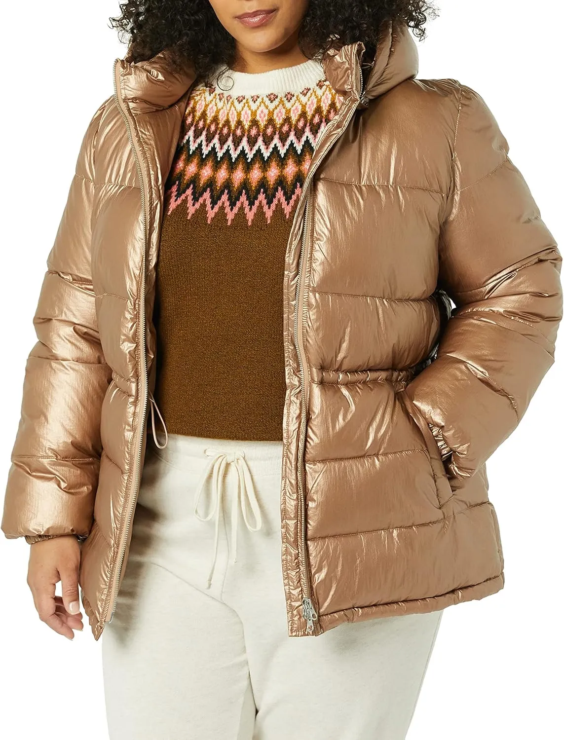 Amazon Essentials Women's Heavyweight Quilted Hooded Puffer Winter Jacket with Adjustable Waist