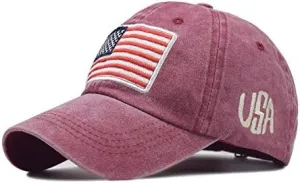 American American Old Flag Adult Classic Letter Washed Baseball Sunshade Baseball Caps Flat Brim Cap