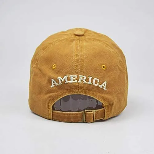 American American Old Flag Adult Classic Letter Washed Baseball Sunshade Baseball Caps Flat Brim Cap
