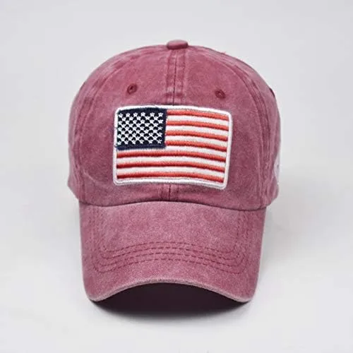 American American Old Flag Adult Classic Letter Washed Baseball Sunshade Baseball Caps Flat Brim Cap