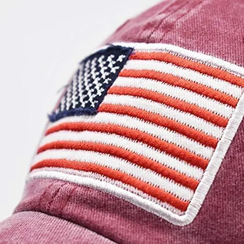 American American Old Flag Adult Classic Letter Washed Baseball Sunshade Baseball Caps Flat Brim Cap