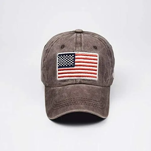 American American Old Flag Adult Classic Letter Washed Baseball Sunshade Baseball Caps Flat Brim Cap