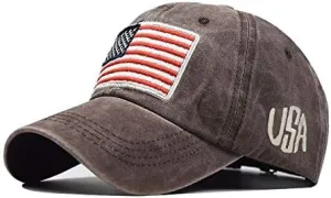 American American Old Flag Adult Classic Letter Washed Baseball Sunshade Baseball Caps Flat Brim Cap