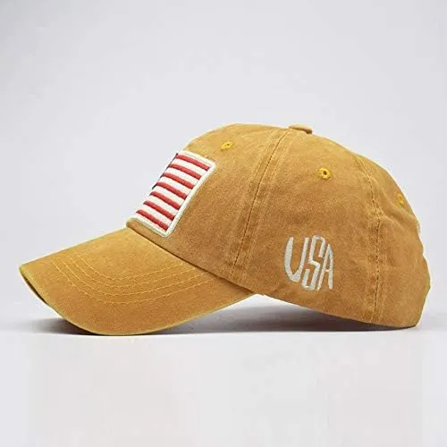 American American Old Flag Adult Classic Letter Washed Baseball Sunshade Baseball Caps Flat Brim Cap