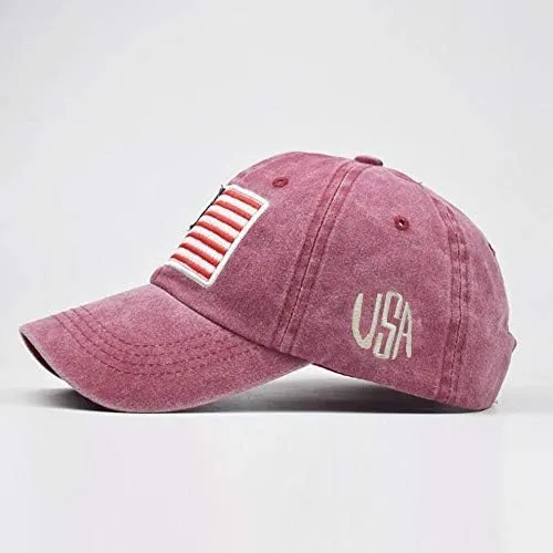 American American Old Flag Adult Classic Letter Washed Baseball Sunshade Baseball Caps Flat Brim Cap