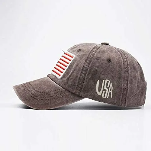 American American Old Flag Adult Classic Letter Washed Baseball Sunshade Baseball Caps Flat Brim Cap