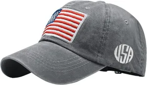American American Old Flag Adult Classic Letter Washed Baseball Sunshade Baseball Caps Flat Brim Cap