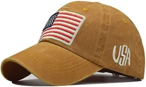 American American Old Flag Adult Classic Letter Washed Baseball Sunshade Baseball Caps Flat Brim Cap