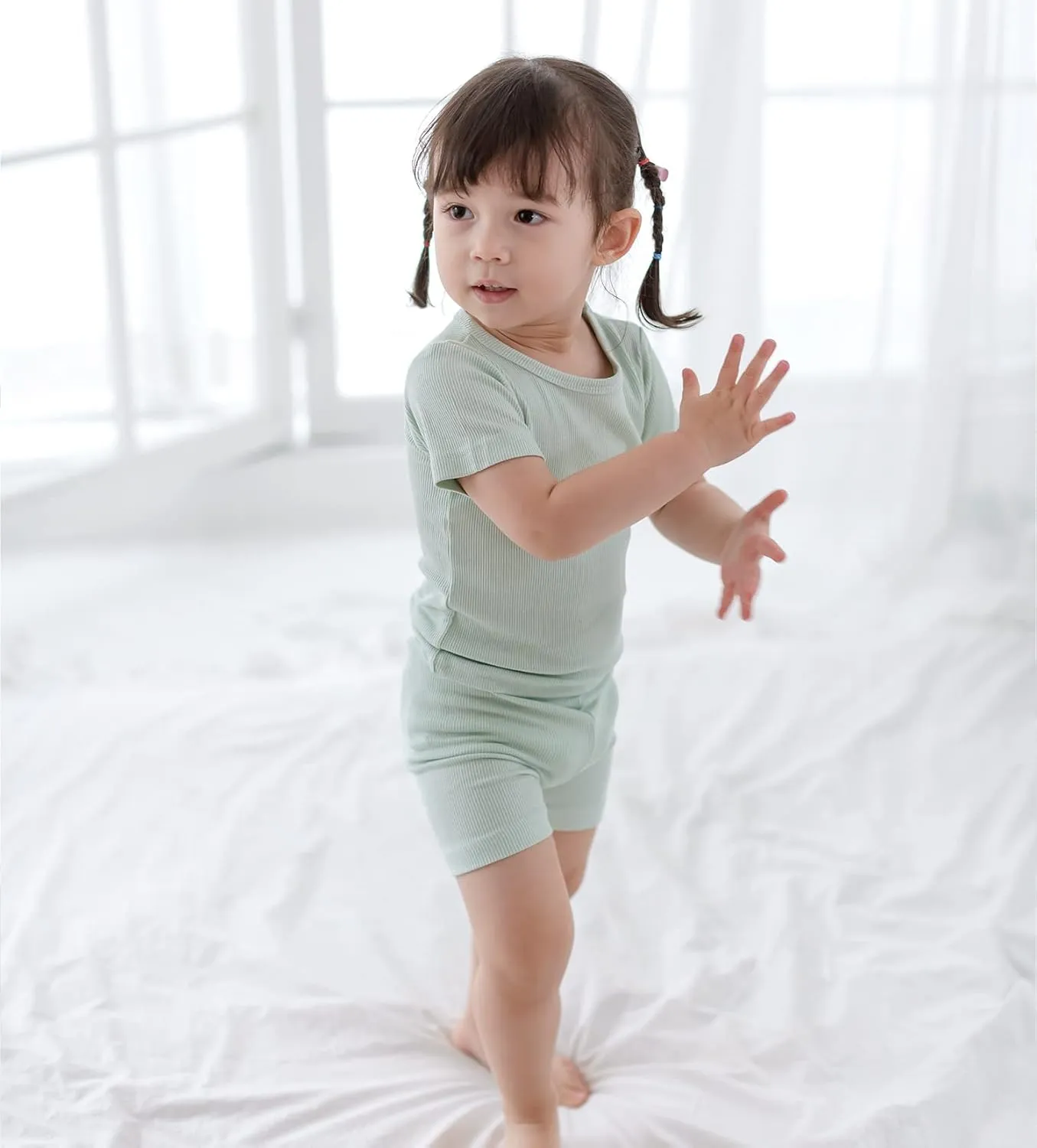 AVAUMA Toddler Short Pajamas Set 6M-10 Years Baby Boys Girls Kids Snug fit Ribbed Sleepwear pjs for Daily Life Style