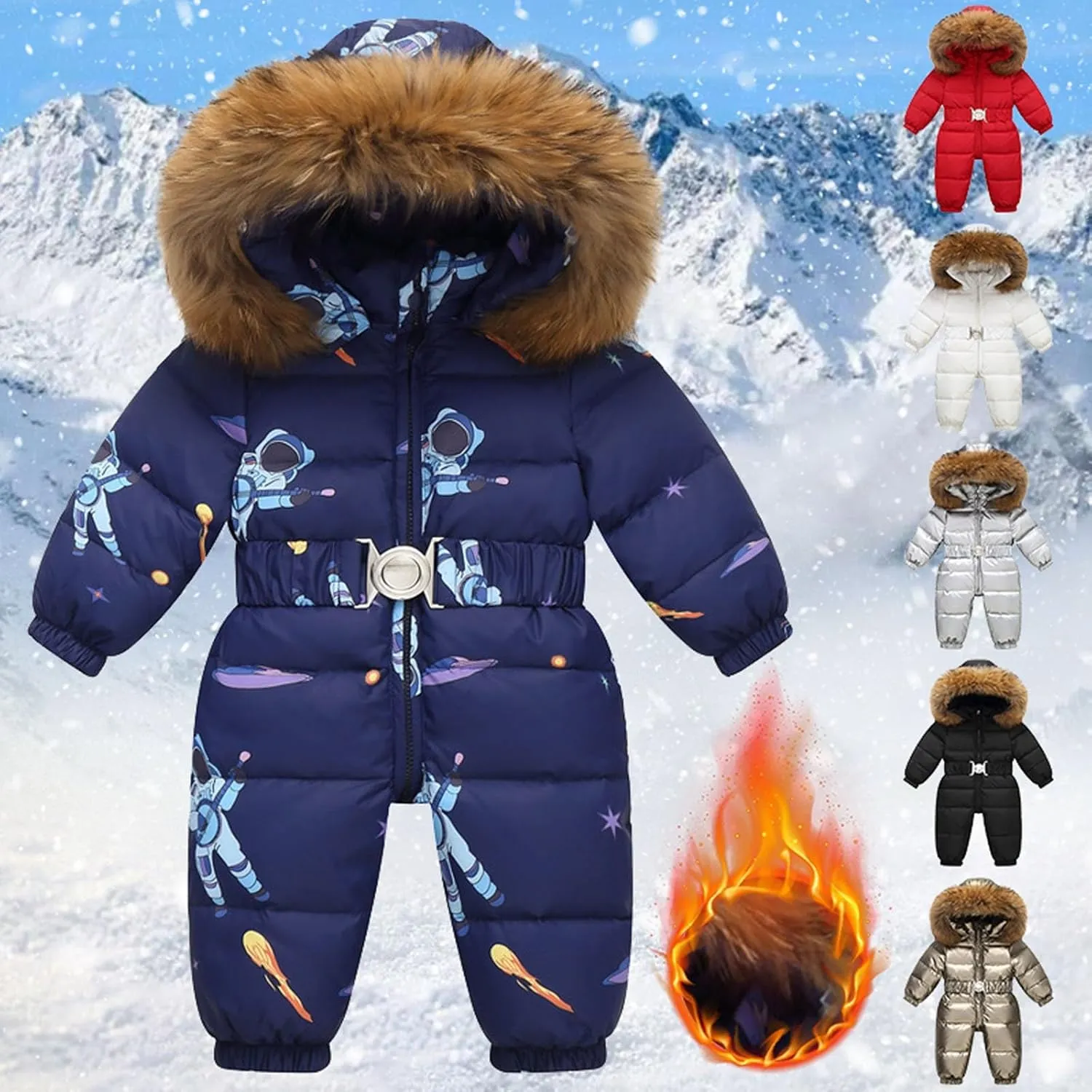 Baby 2024 Outerwear Cute Baby Boys Girls Warm Snowsuit Jumpsuit Thicken Winter Zip Up Rompers Hooded