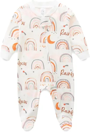 Baby Boy Baby Girl Pajamas 100% Cotton Romper One-Piece Outfits,Double Zipper Long Sleeve Footed Onesie