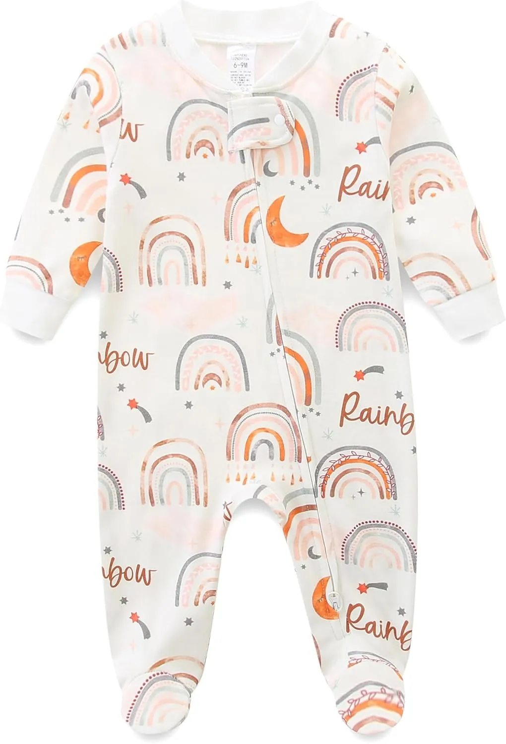 Baby Boy Baby Girl Pajamas 100% Cotton Romper One-Piece Outfits,Double Zipper Long Sleeve Footed Onesie