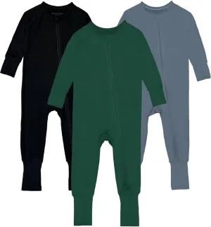 Baby Footless Pajamas,Rayon Made From Bamboo Footie Sleepers,Long Sleeve with Two Way Zipper Rompers 0-24 Months
