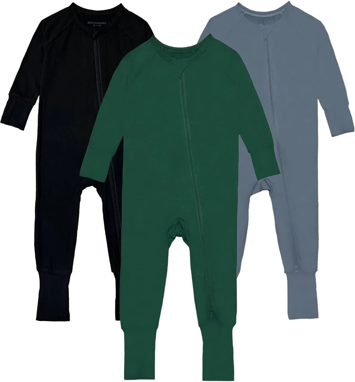 Baby Footless Pajamas,Rayon Made From Bamboo Footie Sleepers,Long Sleeve with Two Way Zipper Rompers 0-24 Months
