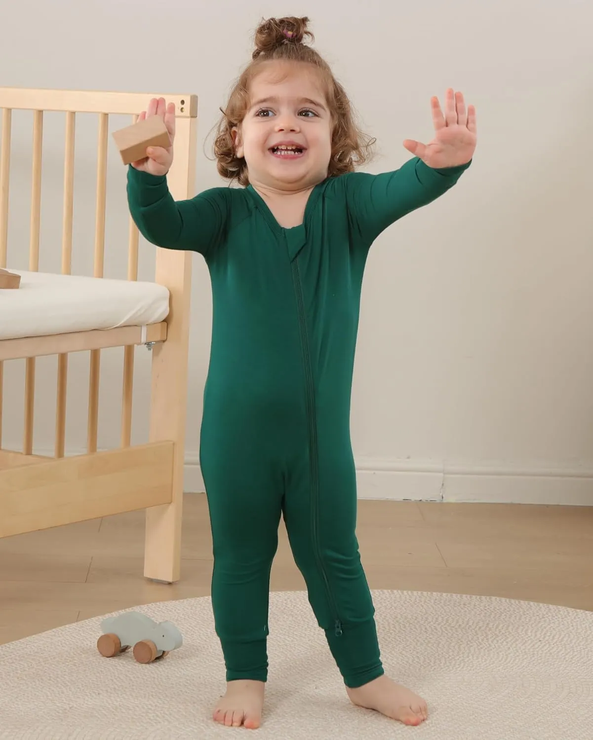 Baby Footless Pajamas,Rayon Made From Bamboo Footie Sleepers,Long Sleeve with Two Way Zipper Rompers 0-24 Months