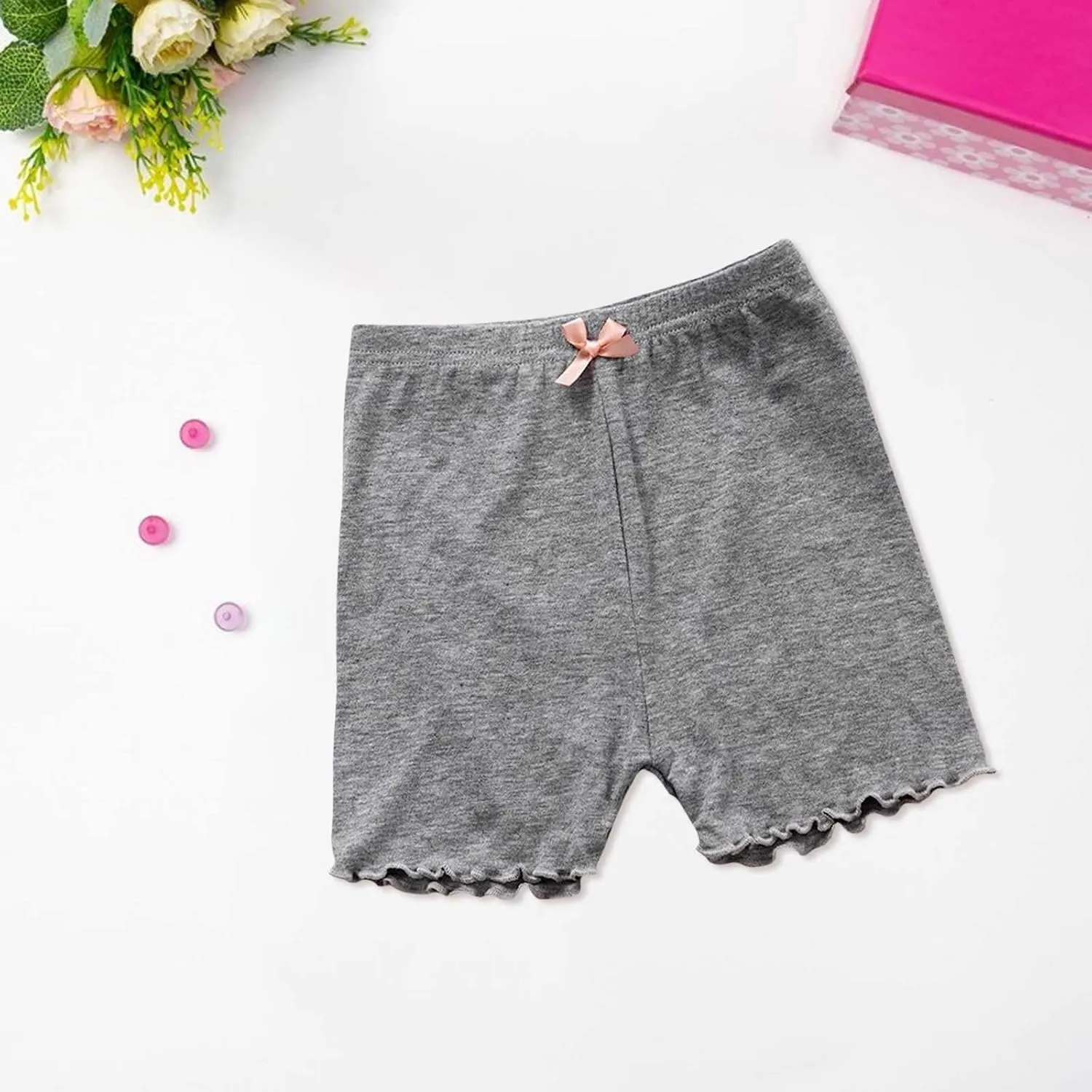 Baby Girls Ribbed Short Pants Cotton Casual Solid Summer Elastic High Waisted Summer Clothes Toddler Shorts