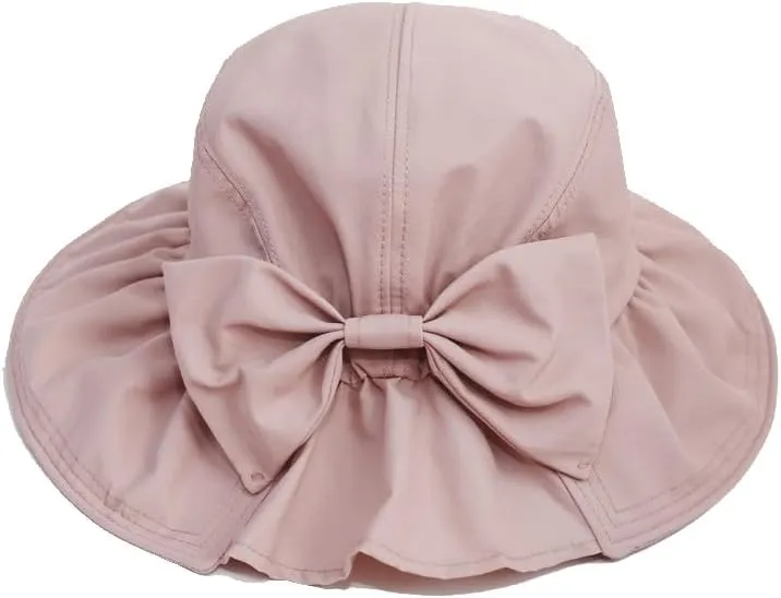Back Bow Sun Hat for Womens Packable Beach Hats UV Protection Summer Wide Brim Hats