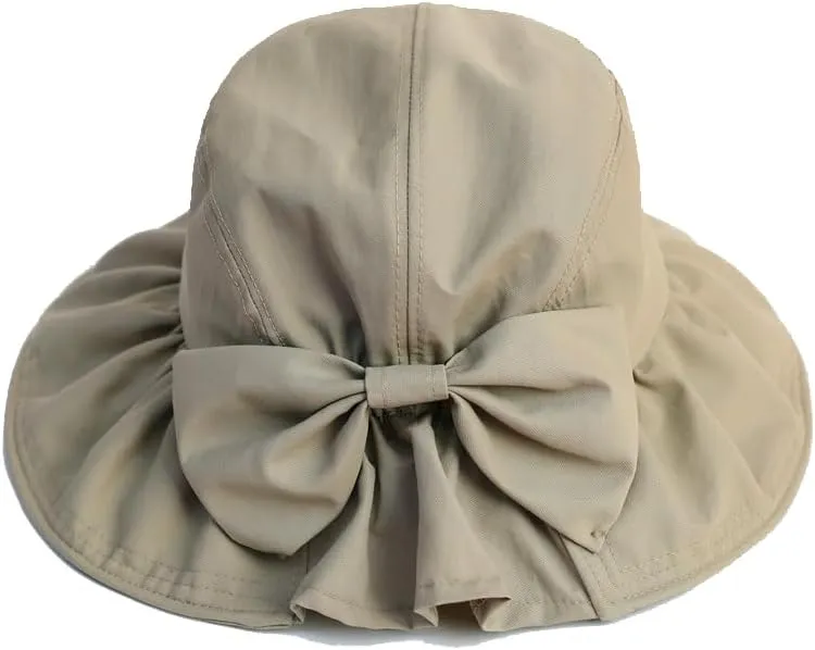 Back Bow Sun Hat for Womens Packable Beach Hats UV Protection Summer Wide Brim Hats