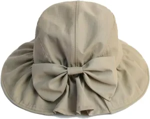 Back Bow Sun Hat for Womens Packable Beach Hats UV Protection Summer Wide Brim Hats
