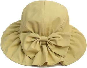 Back Bow Sun Hat for Womens Packable Beach Hats UV Protection Summer Wide Brim Hats
