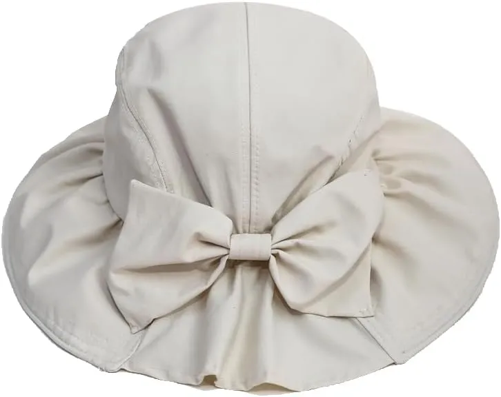 Back Bow Sun Hat for Womens Packable Beach Hats UV Protection Summer Wide Brim Hats