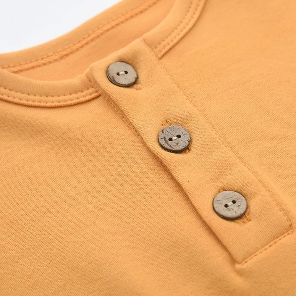 Bafeicao 3 Pack Unisex Newborn Baby Boy Girl Rompers Organic Cotton Long Sleeve Button Jumpsuit One-Piece Clothes Outfits