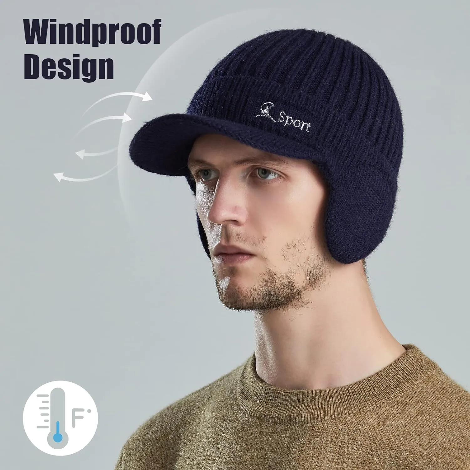 BAVST Hat for Men Knitted Beanie Women Winter Hats Men’s Stretchy Caps Outdoor Beanies Fleece Lined Ear Warmer