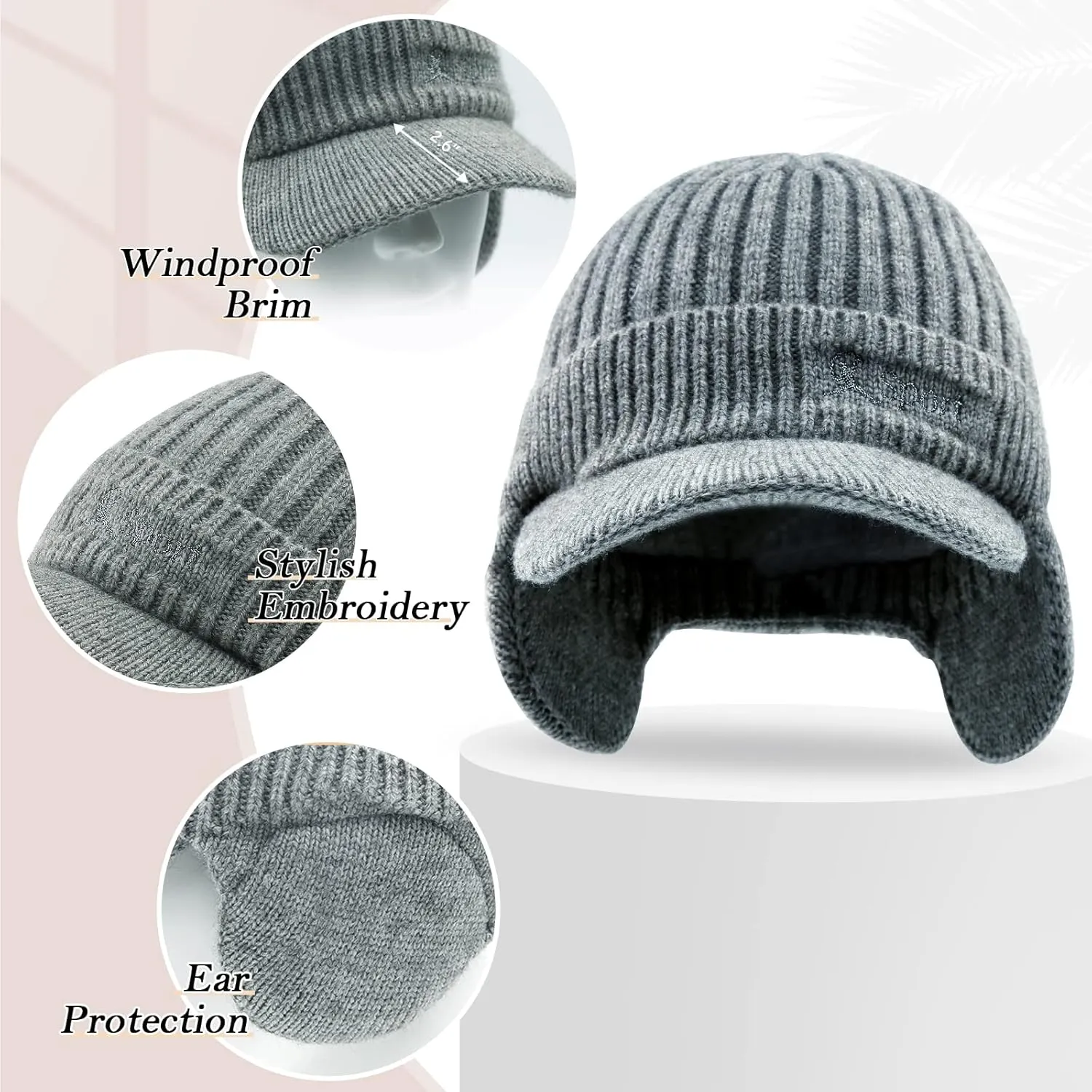 BAVST Hat for Men Knitted Beanie Women Winter Hats Men’s Stretchy Caps Outdoor Beanies Fleece Lined Ear Warmer