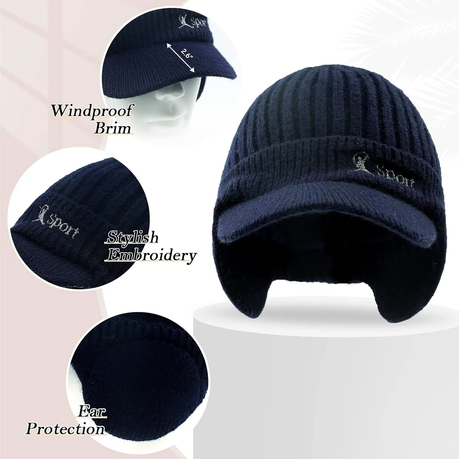 BAVST Hat for Men Knitted Beanie Women Winter Hats Men’s Stretchy Caps Outdoor Beanies Fleece Lined Ear Warmer