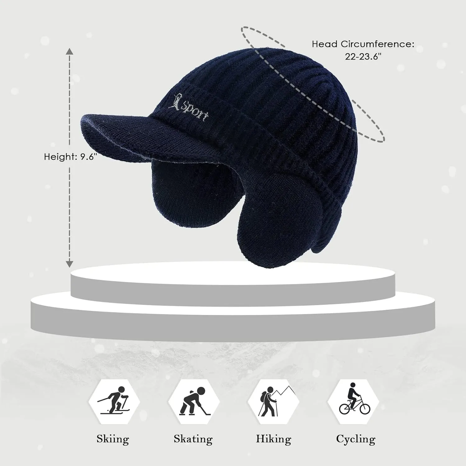 BAVST Hat for Men Knitted Beanie Women Winter Hats Men’s Stretchy Caps Outdoor Beanies Fleece Lined Ear Warmer