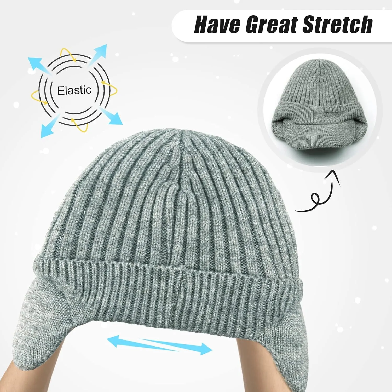 BAVST Hat for Men Knitted Beanie Women Winter Hats Men’s Stretchy Caps Outdoor Beanies Fleece Lined Ear Warmer