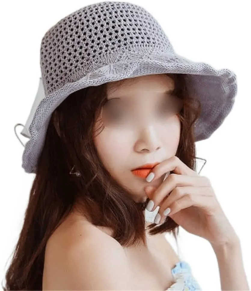 Bow Sun Hat Wide Brim Hats for Women Beach Bucket Hat Femme Shade Hat