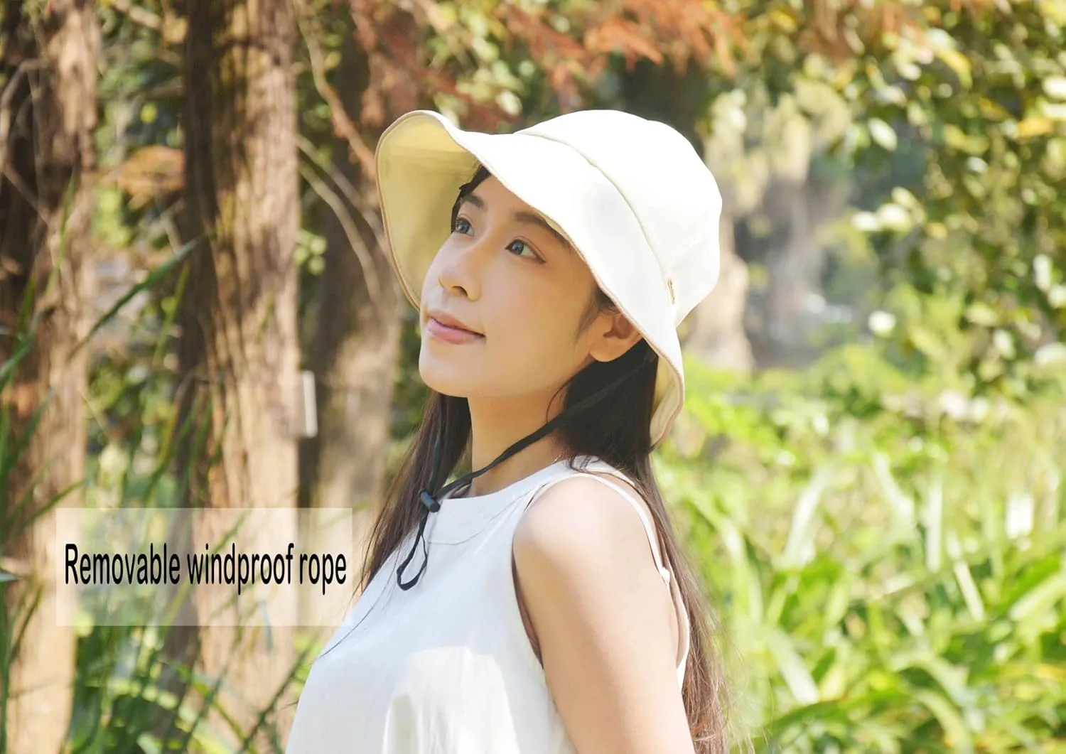 Bowknot Women's Wide Brim Bucket Hat with Ponytail Hole UV Protection Packable Sun Hats for Women UPF 50 Summer Sunhat