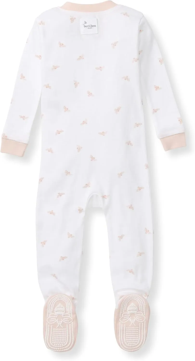 Burt's Bees Baby Baby Girls' Organic Cotton Zip-Front Non-Slip Footed Sleeper Pajamas