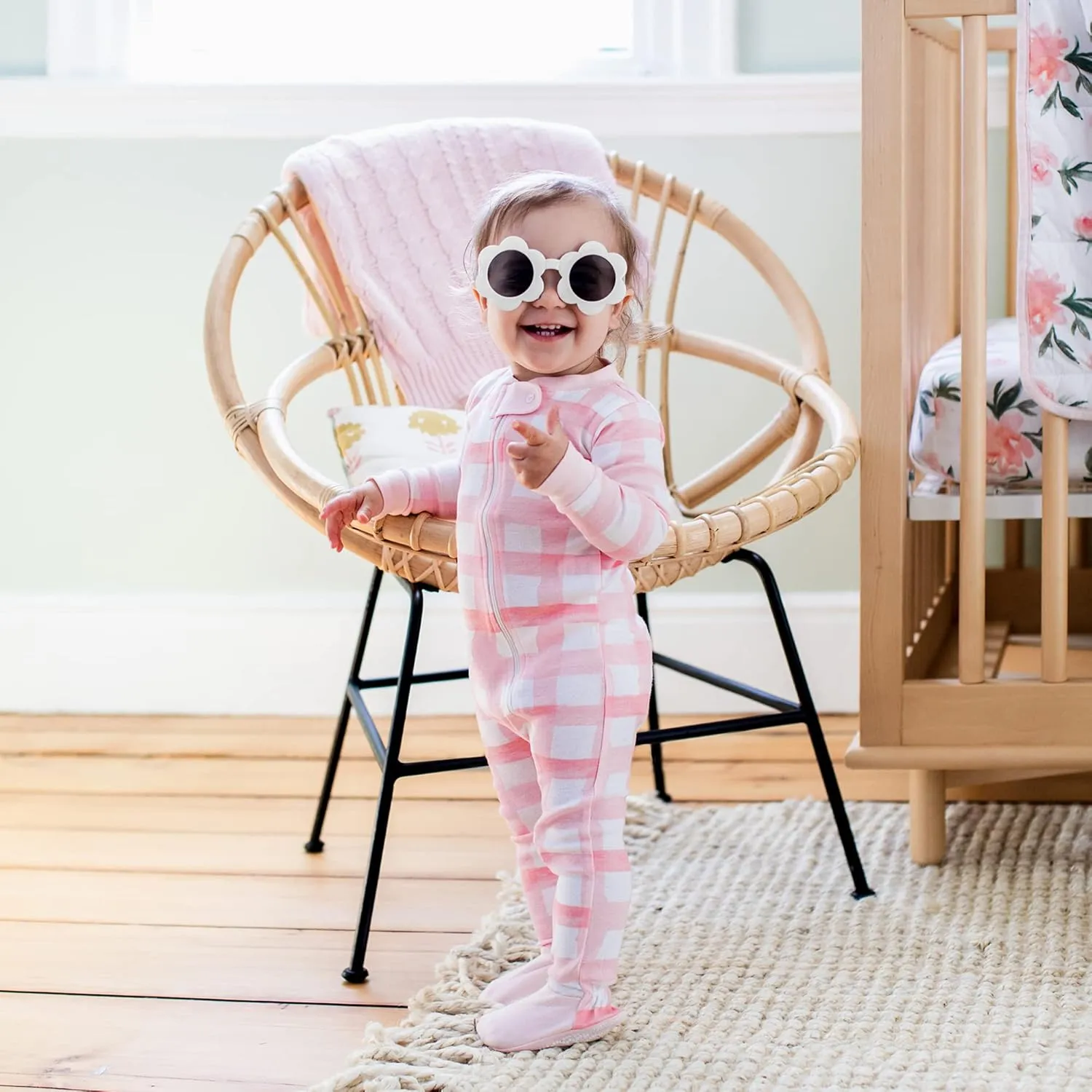 Burt's Bees Baby Baby Girls' Organic Cotton Zip-Front Non-Slip Footed Sleeper Pajamas