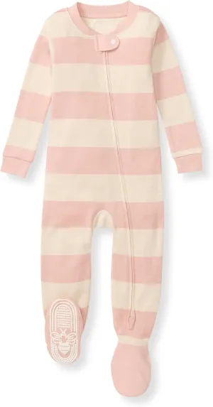 Burt's Bees Baby Baby Girls' Organic Cotton Zip-Front Non-Slip Footed Sleeper Pajamas