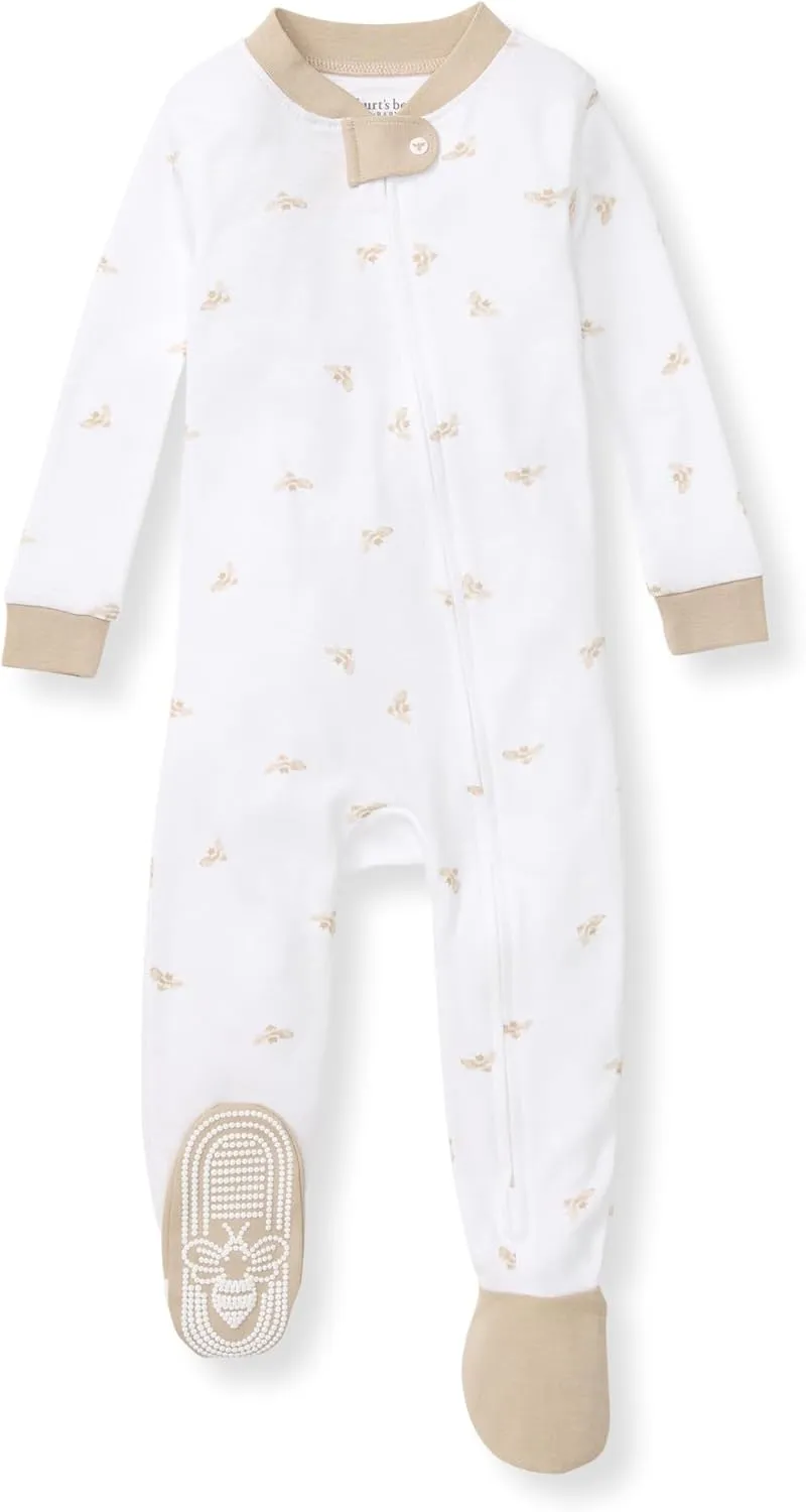 Burt's Bees Baby Boys' Pajamas, Zip-Front Non-Slip Footed Sleeper, Organic Cotton