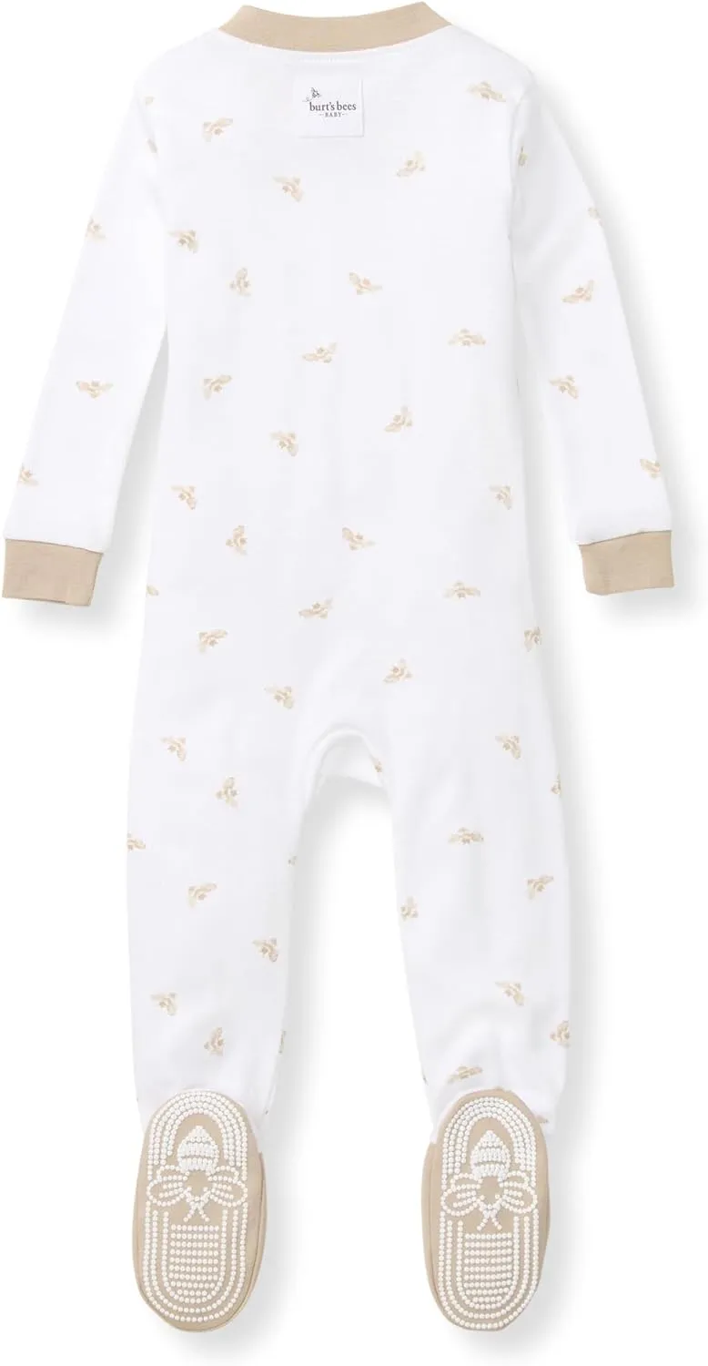 Burt's Bees Baby Boys' Pajamas, Zip-Front Non-Slip Footed Sleeper, Organic Cotton