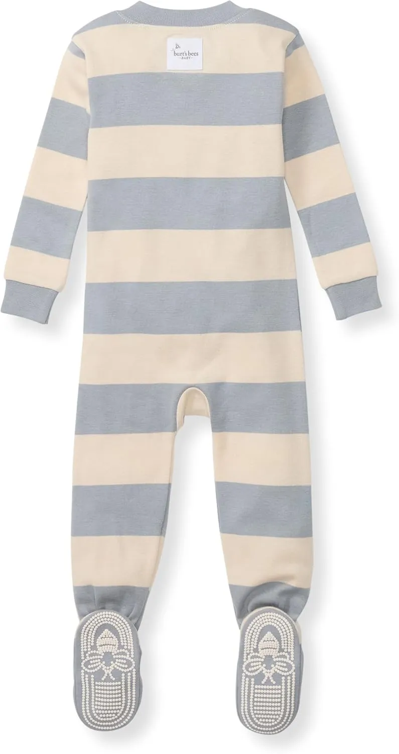 Burt's Bees Baby Boys' Pajamas, Zip-Front Non-Slip Footed Sleeper, Organic Cotton